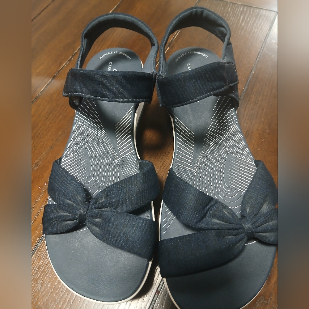 Clarks Black Cloudsteppers Knot Strap Sandals - image 3